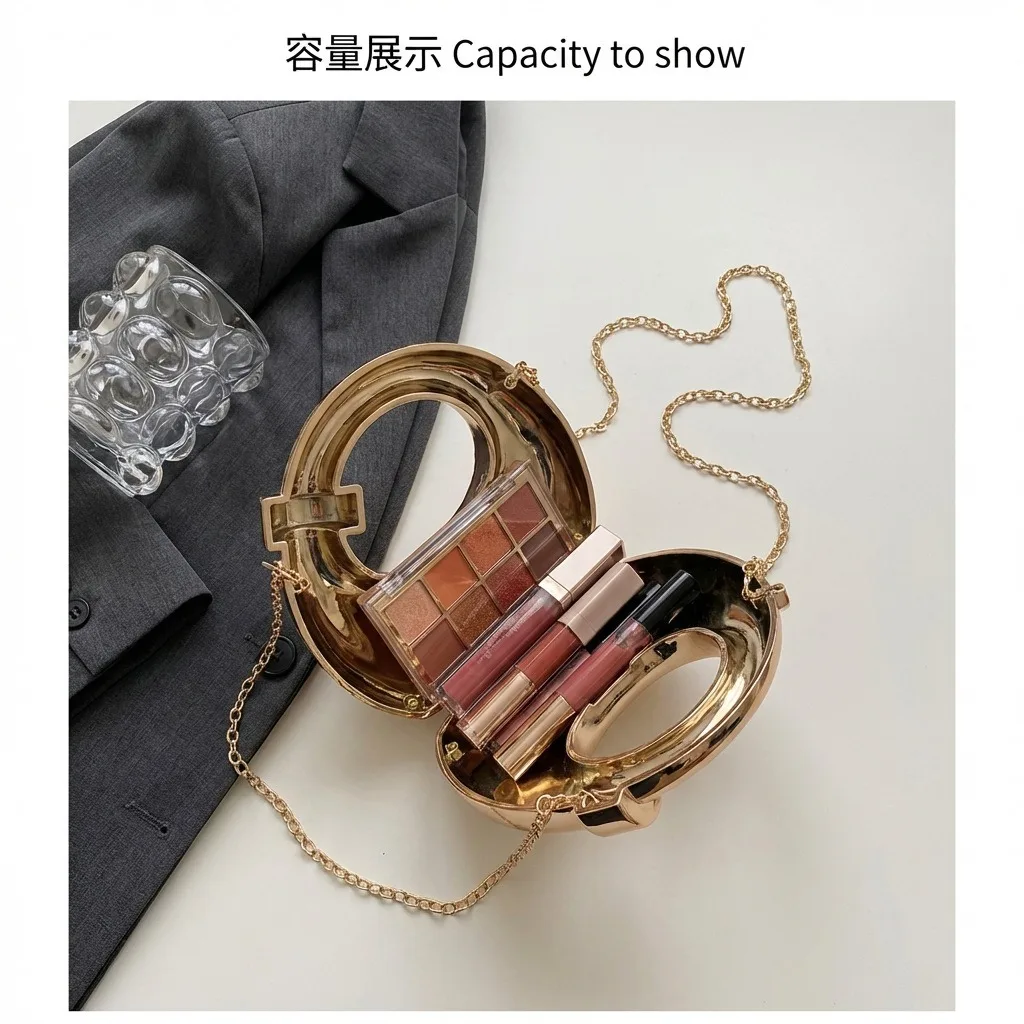 Mini Golden Evening Bag Purses and Handbags Luxury Designer Shoulder Bags Diamond Party Wedding Round Acrylic Clutch Purse Ins