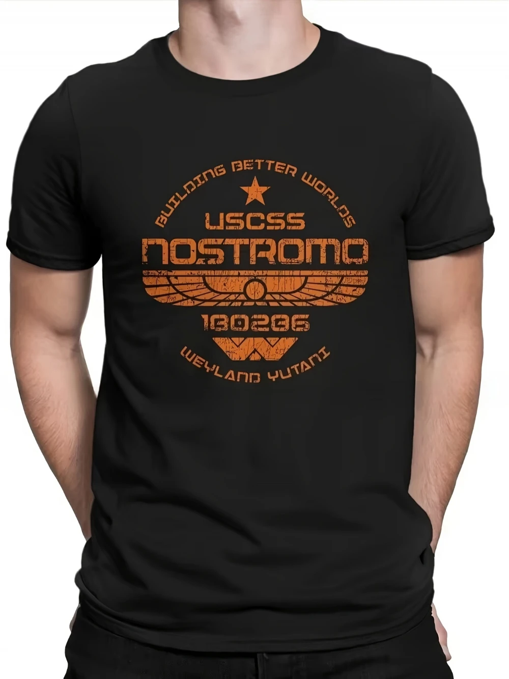 USCSS Nostromo Men's and Women's T-shirts - UFO Pattern, Oversized Casual Streetwear Pure Cotton Short Sleeves, All Seasons