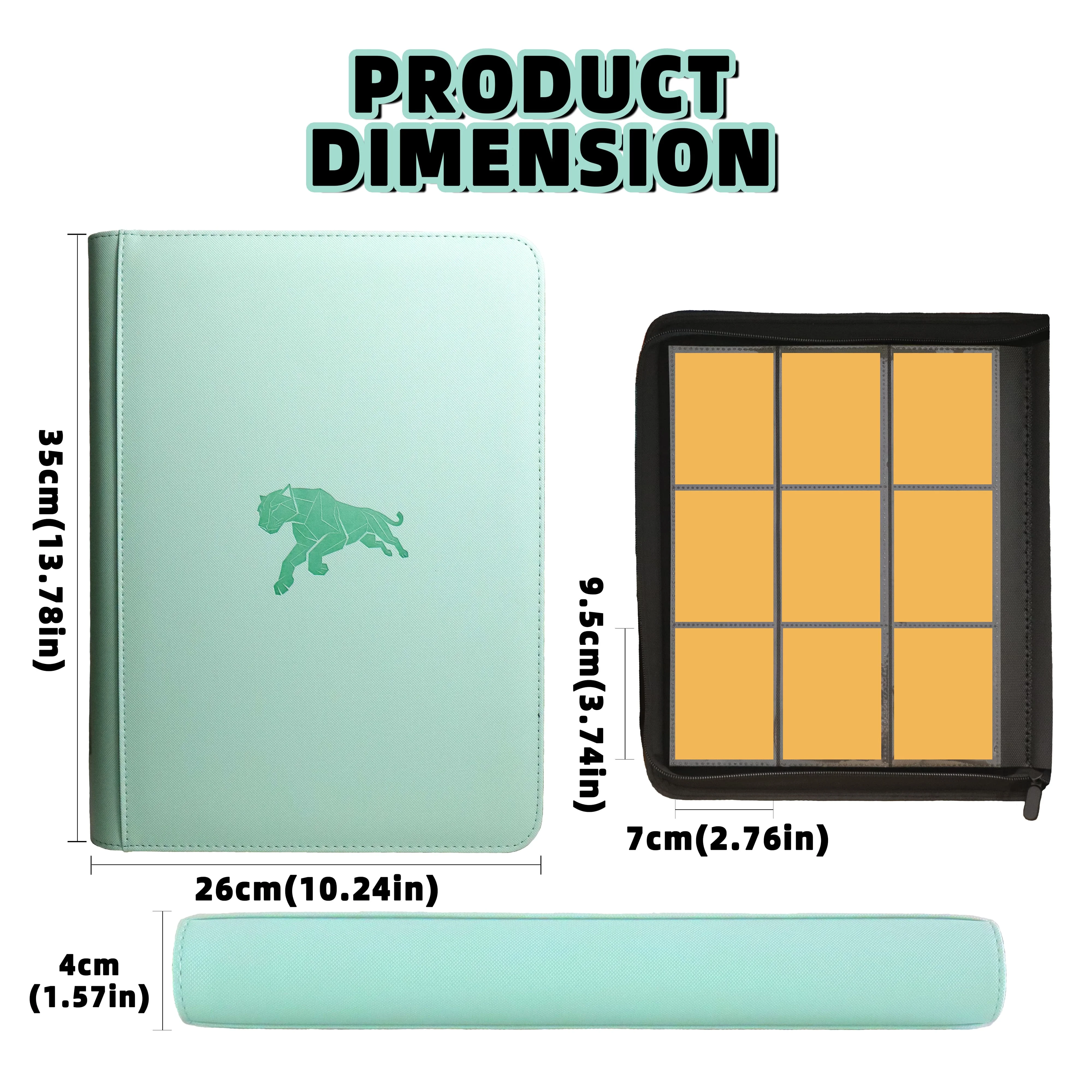 360 Cards Trading Card Binder 9-Pocket PU Leather Album, Portable Card Holder for TCG Game Cards Sports Cards, Collector Album