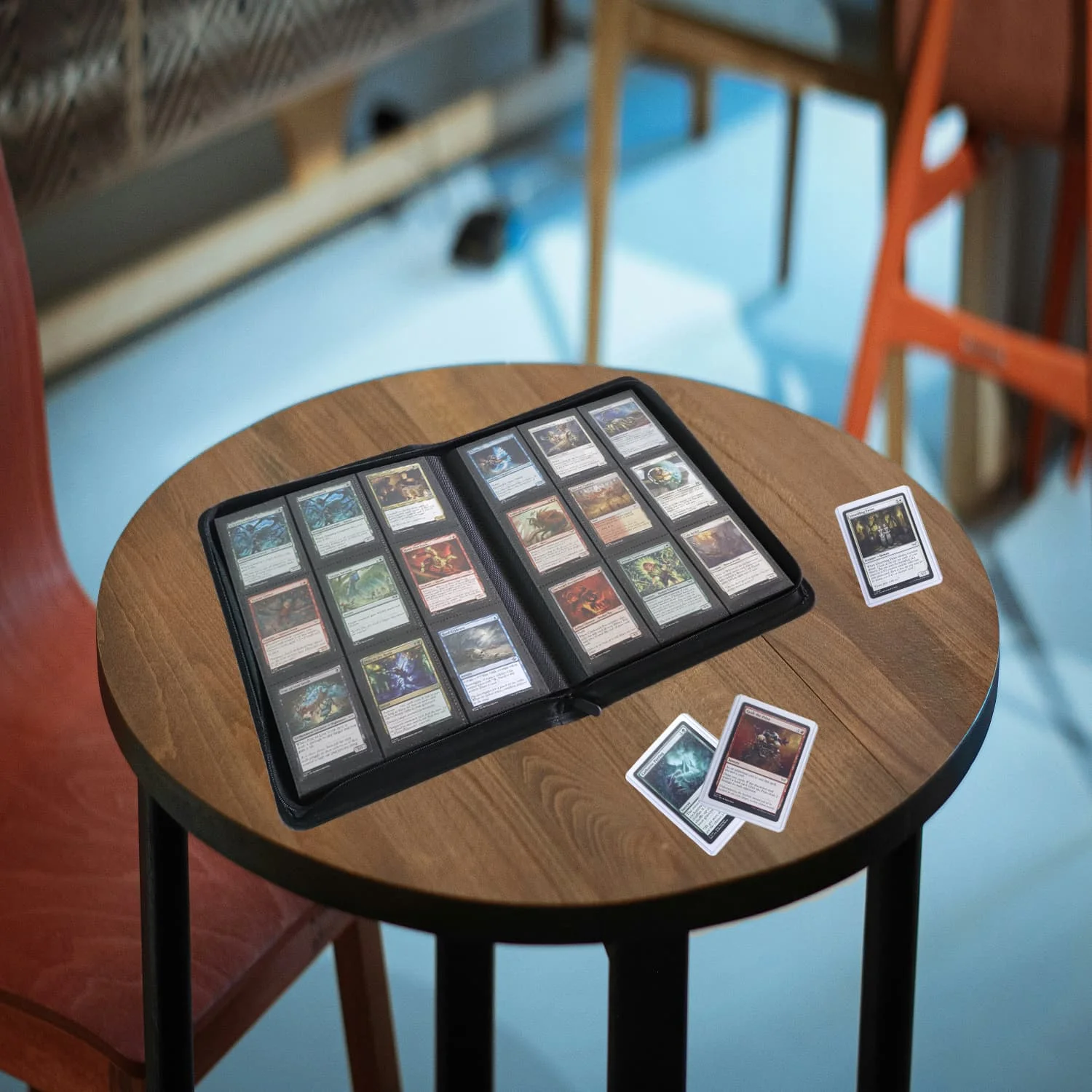 360 Cards Trading Card Binder 9-Pocket PU Leather Album, Portable Card Holder for TCG Game Cards Sports Cards, Collector Album