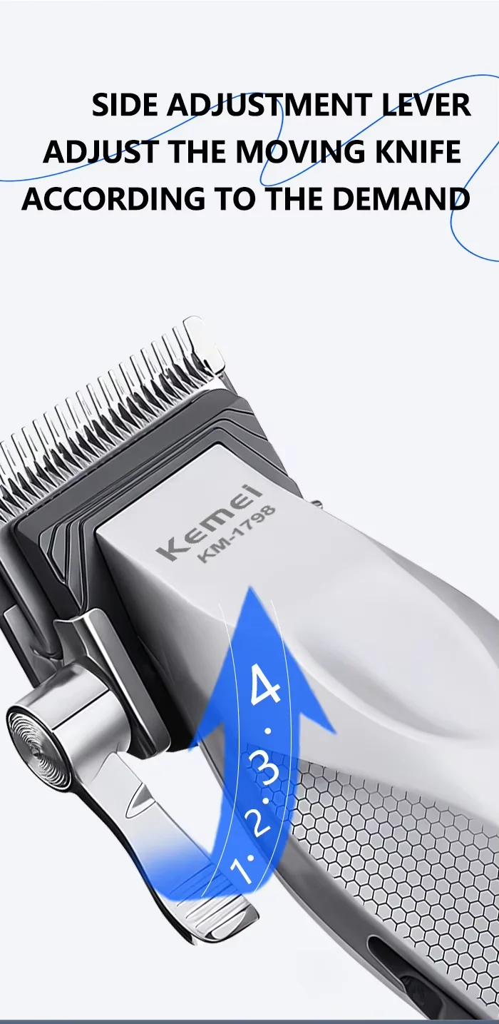 Kemei Baber Professional Hair Clipper Hair Cutting Machine With Charging Base Electric Trimmers For Men Gift KM-1798 3023-702