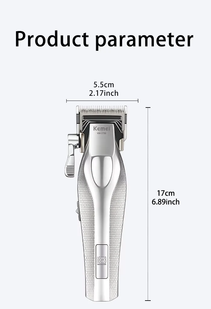 Kemei Baber Professional Hair Clipper Hair Cutting Machine With Charging Base Electric Trimmers For Men Gift KM-1798 3023-702