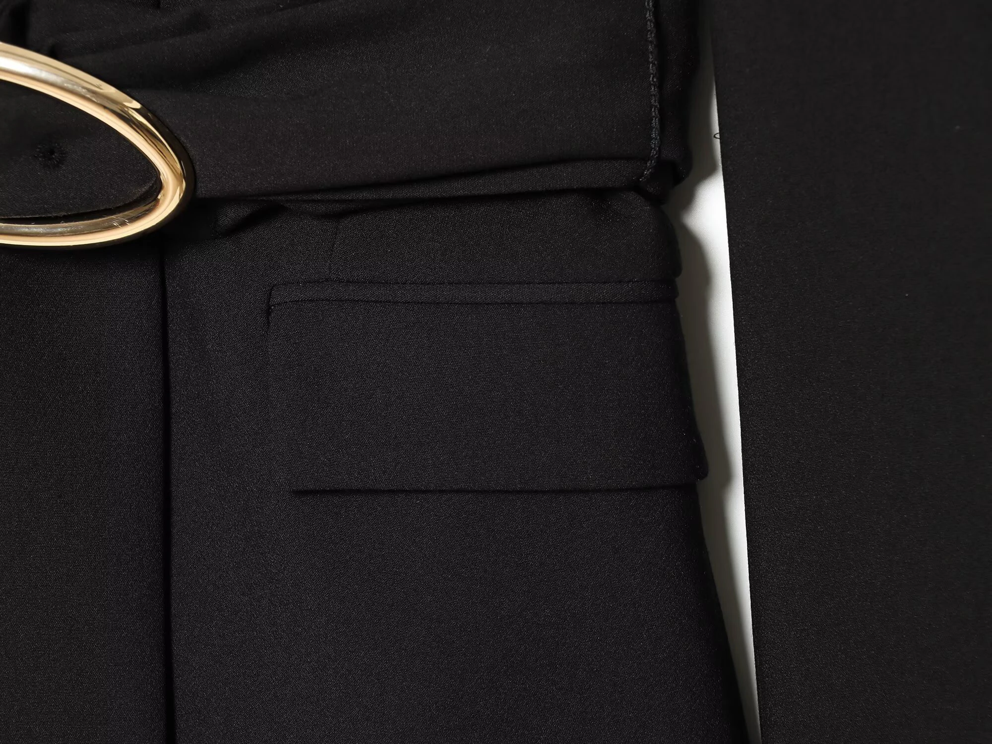 Spring and summer women's long sleeved gold buckle waistband suit jacket pleated pants set