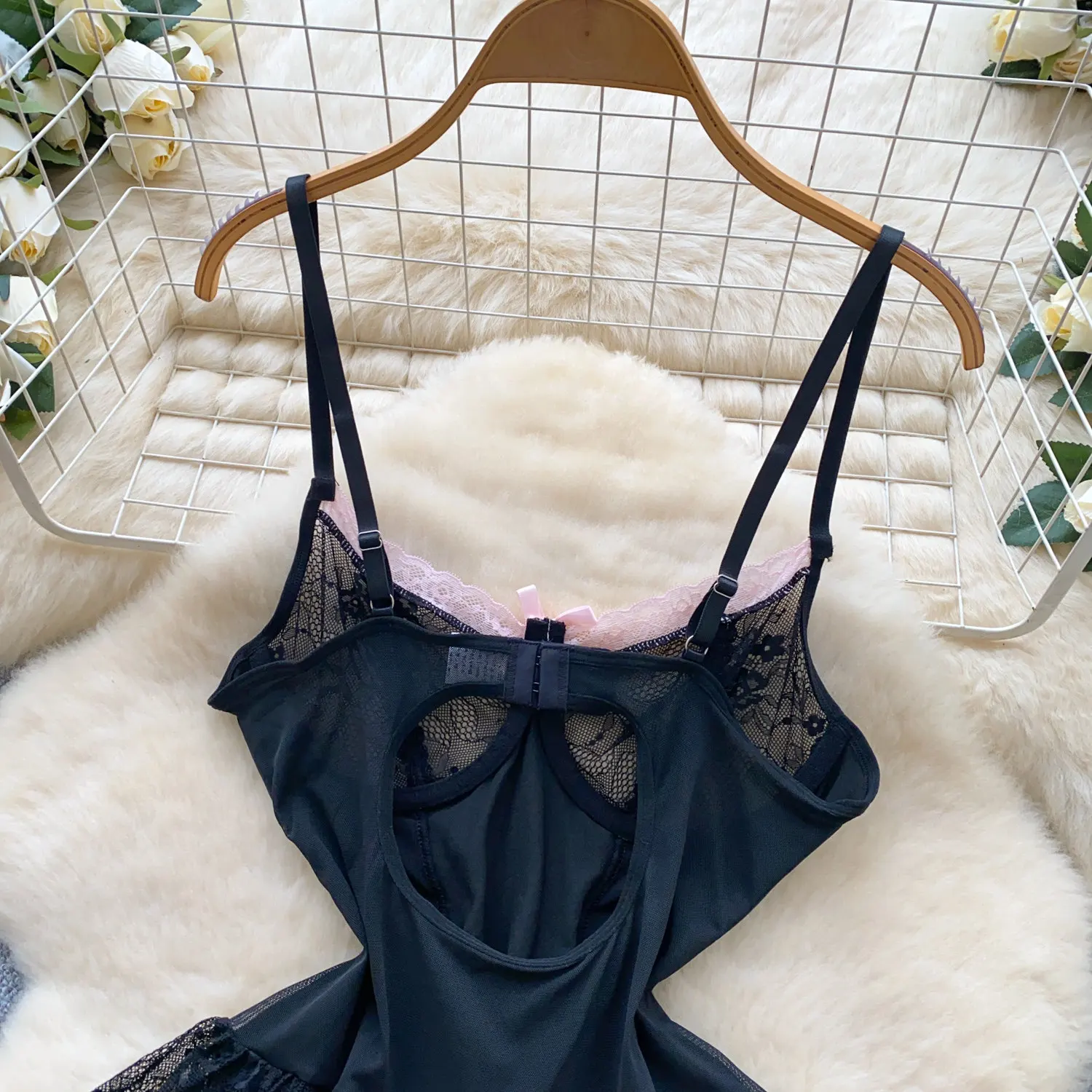 Women's Fashion Sexy Dress Lace Bow Decoration Design Slim Sexy Comfortable Dress Party Hotsweet Mini Dress New
