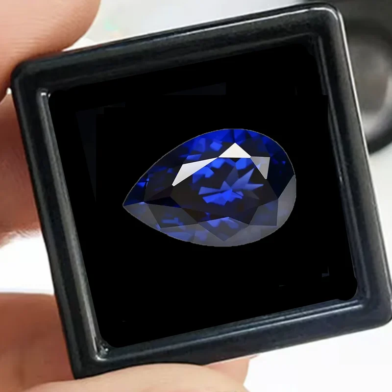 Box Pack Sapphire Stone Pear Cut 12×16mm Pass Test Mohs Hardness Gem Sapphire for Jewelry Making/Setting/Collection Gem Beads
