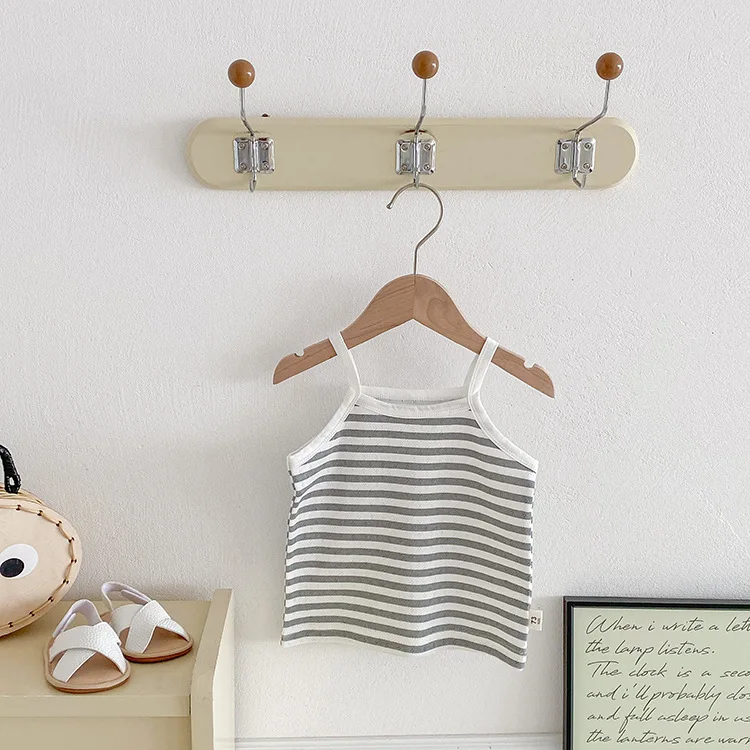 6M-3Y Summer Toddler Camisole Cute Blue Striped Sleeveless Tank Top for Boys Girls Soft Cotton Casual T-shirt