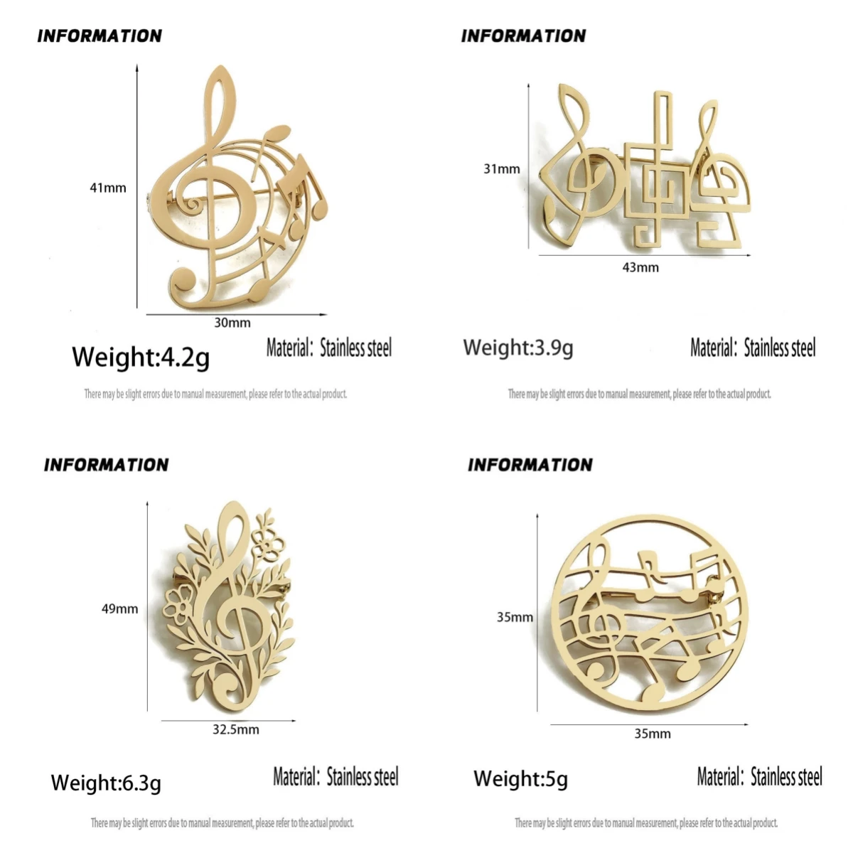 Music Note Treble Clef Brooch Set, Elegant Lapel Pin for Music Lovers, Fashion Jewelry Gift for Women