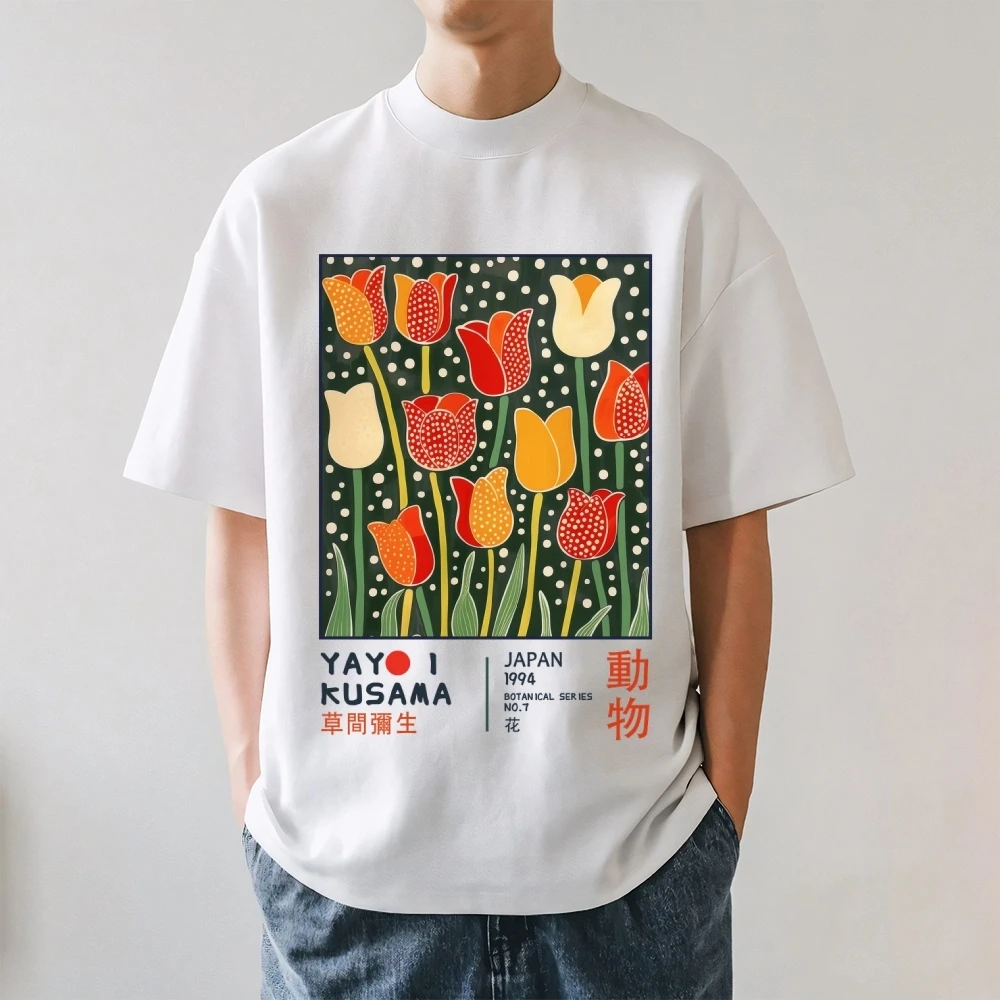 Yayoi Kusama T-shirt Japanese Artist Pop Art Polka Dot Pumpkin Infinity Mirrors Crewneck Casual Streetwear Y2k 2026 Summer Tees