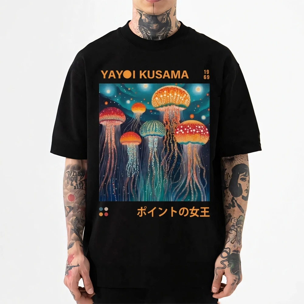 Yayoi Kusama T-shirt Japanese Artist Pop Art Polka Dot Pumpkin Infinity Mirrors Crewneck Casual Streetwear Y2k 2026 Summer Tees