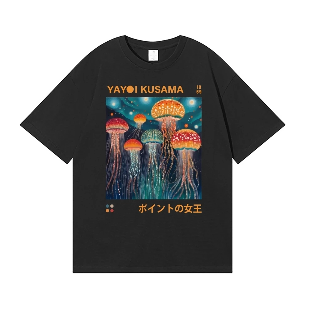 Yayoi Kusama T-shirt Japanese Artist Pop Art Polka Dot Pumpkin Infinity Mirrors Crewneck Casual Streetwear Y2k 2026 Summer Tees