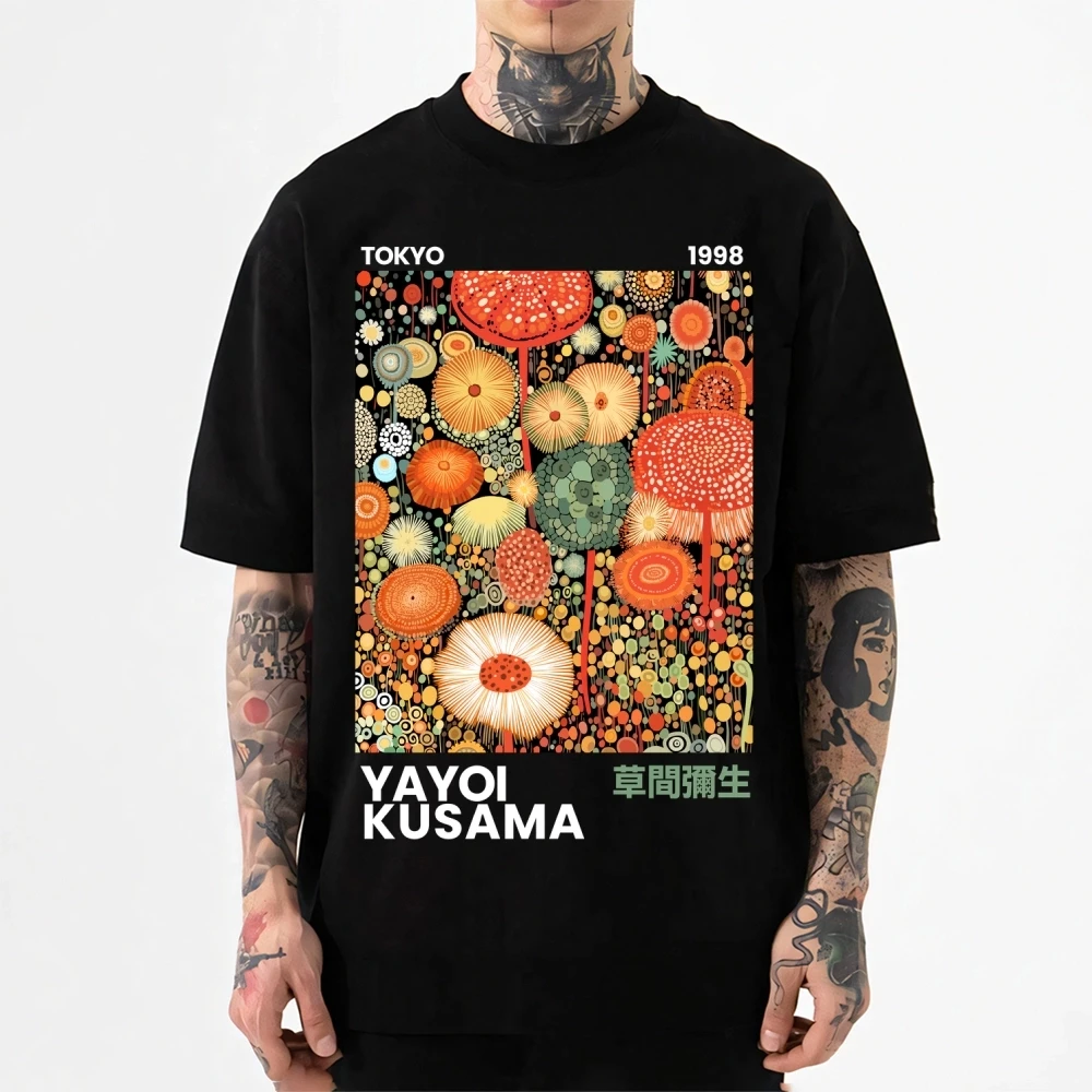 Yayoi Kusama T-shirt Japanese Artist Pop Art Polka Dot Pumpkin Infinity Mirrors Crewneck Casual Streetwear Y2k 2026 Summer Tees