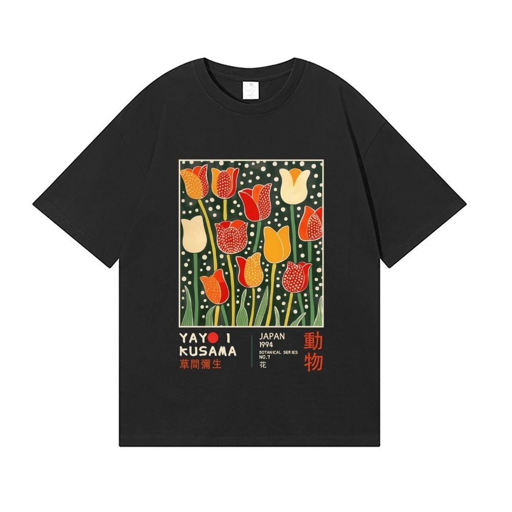 Yayoi Kusama T-shirt Japanese Artist Pop Art Polka Dot Pumpkin Infinity Mirrors Crewneck Casual Streetwear Y2k 2026 Summer Tees