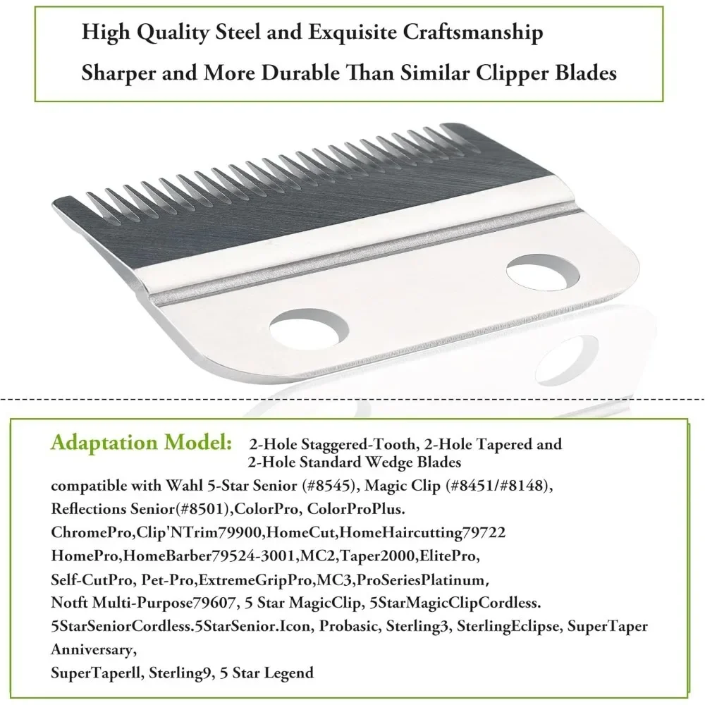 Professional 2-Hole Replacement Clipper Blade Set Fit for Wahl 5 Star Series Cordless Magic Clip 8148 Hair Clippers Accessories