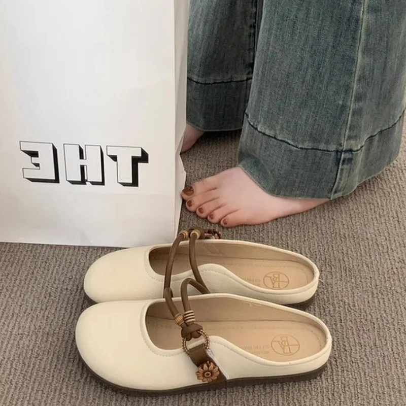 Summer Round Toe Women Slippers Soft-soled Fashion Flat Heel Women Shoes Ladies Outdoor Comfortable Flat Slippers Women 323