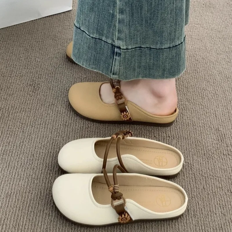 Summer Round Toe Women Slippers Soft-soled Fashion Flat Heel Women Shoes Ladies Outdoor Comfortable Flat Slippers Women 323