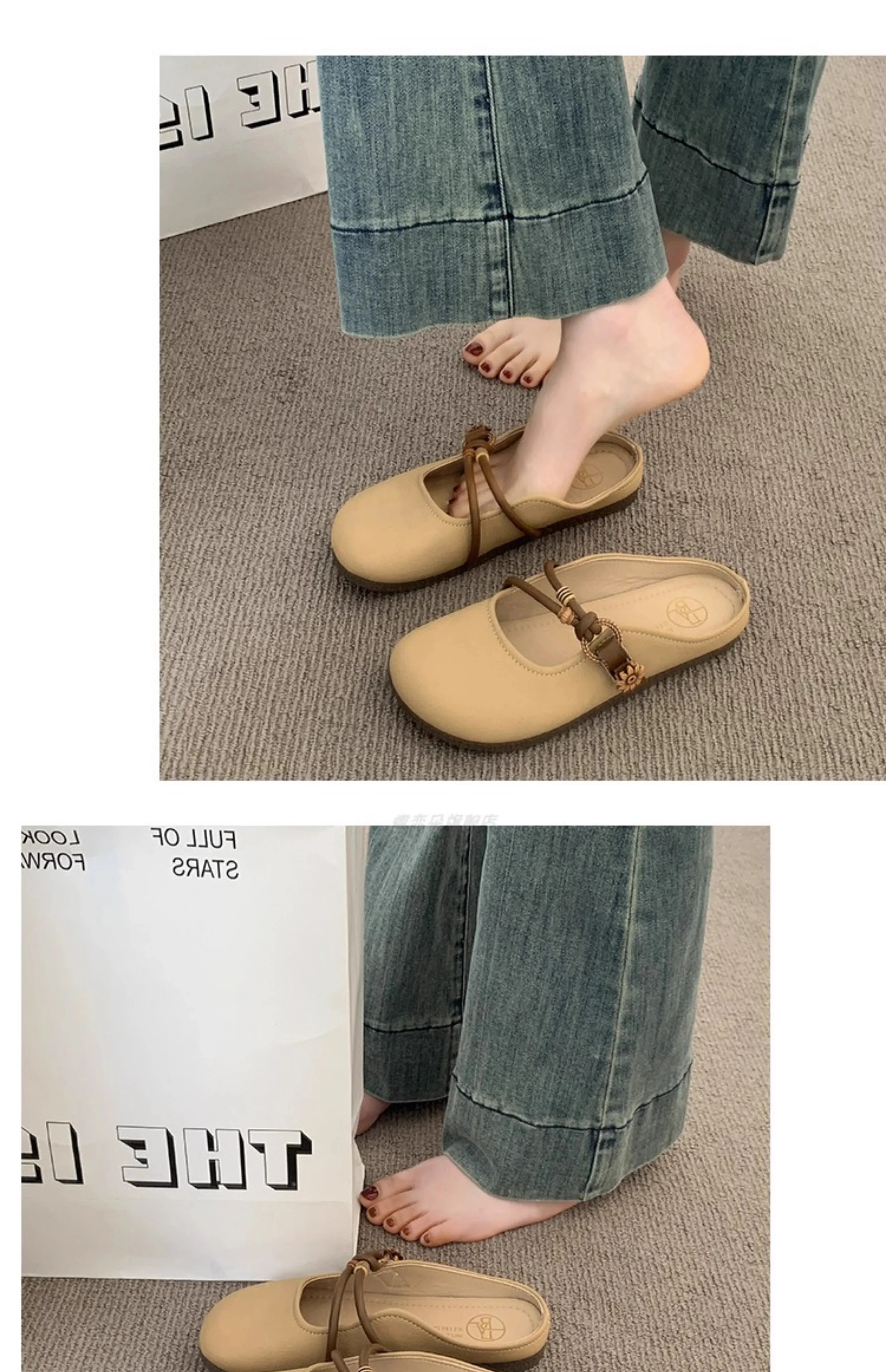 Summer Round Toe Women Slippers Soft-soled Fashion Flat Heel Women Shoes Ladies Outdoor Comfortable Flat Slippers Women 323