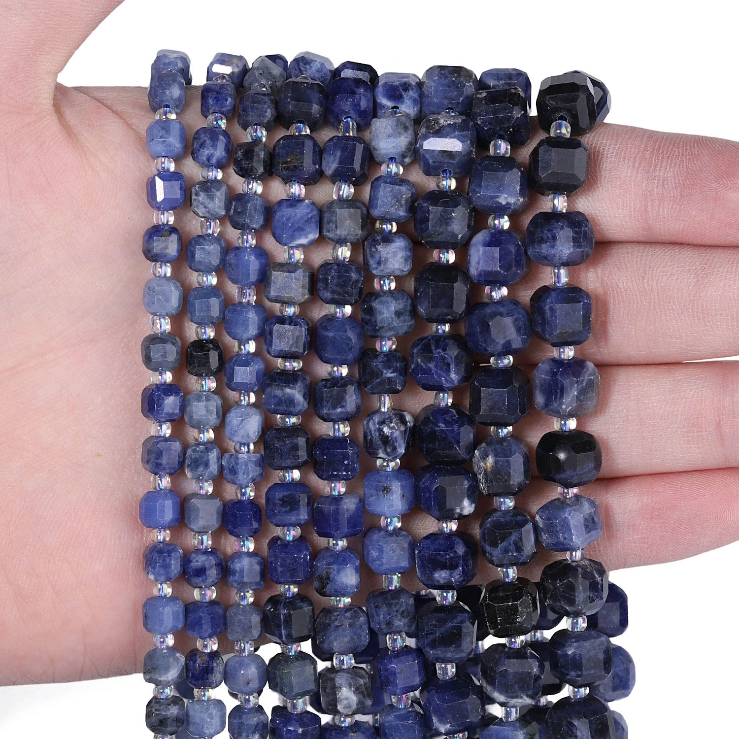 5.5-10mm A+ Faceted Cube Natural Stone Blue Sodalite Jasper Beads Square Spacer Beads for Jewelry Making DIY Charms Bracelets