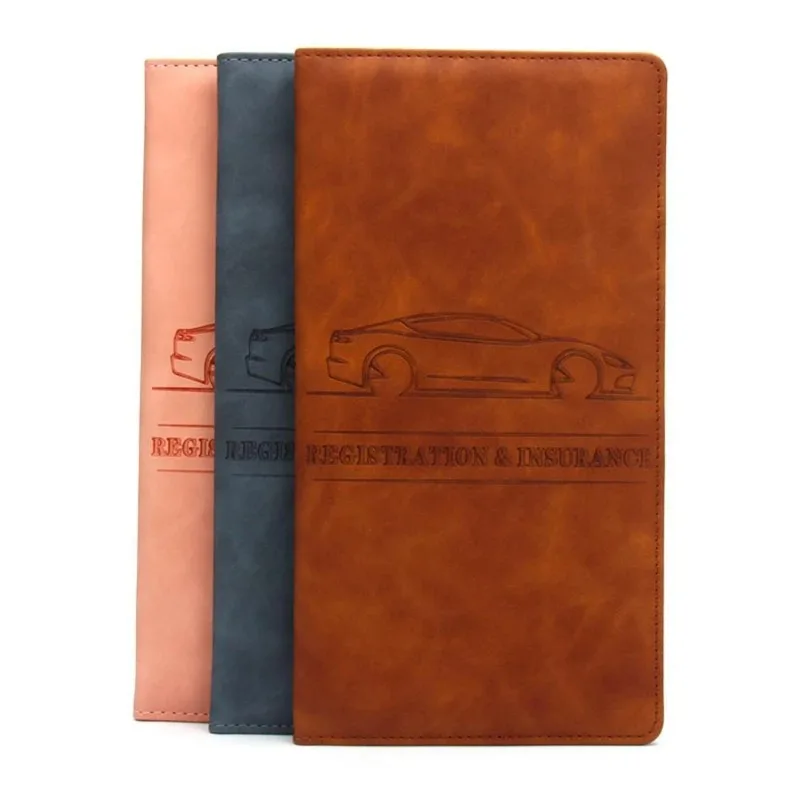 2026 Leather Car Registration Insurance Holder Driving License Cover Auto Documents Storage Bag Wallet for Men
