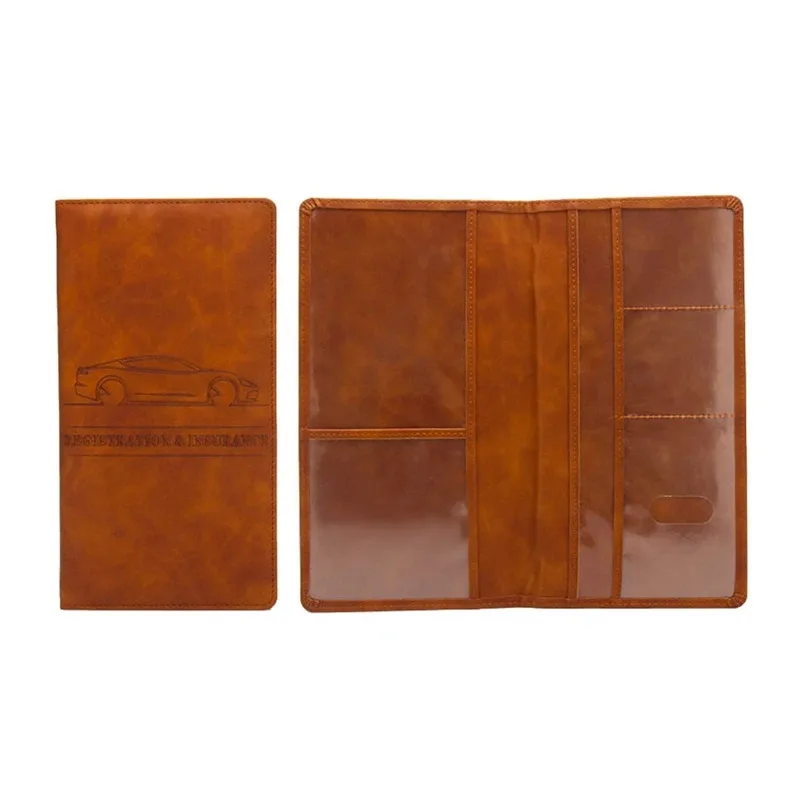 2026 Leather Car Registration Insurance Holder Driving License Cover Auto Documents Storage Bag Wallet for Men