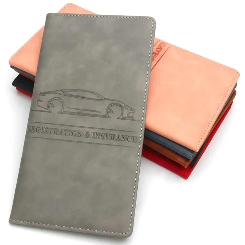 2026 Leather Car Registration Insurance Holder Driving License Cover Auto Documents Storage Bag Wallet for Men