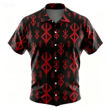 Summer Vacation Style Anime Full Letter Printed Solid Color Casual Short Sleeved Shirt