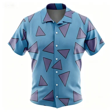 Summer Vacation Style Anime Full Letter Printed Solid Color Casual Short Sleeved Shirt