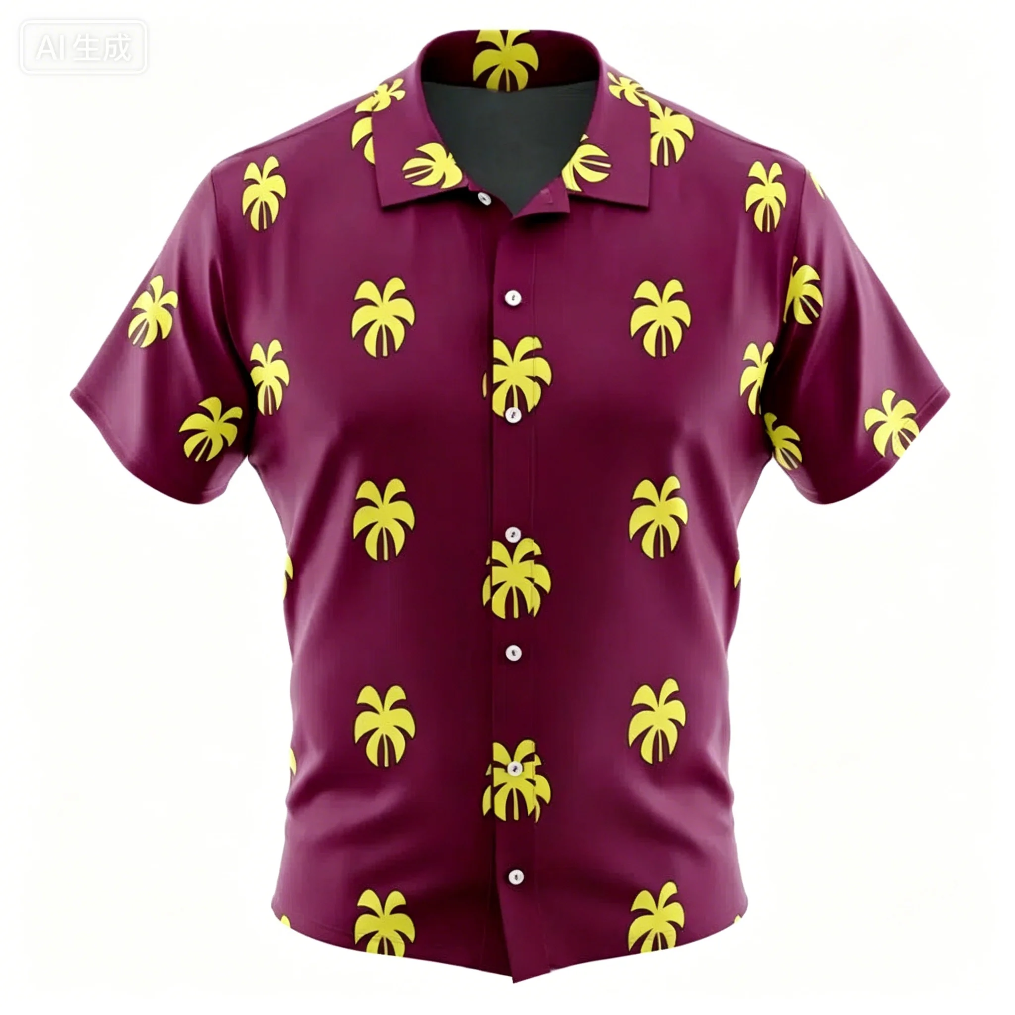 Summer Vacation Style Anime Full Letter Printed Solid Color Casual Short Sleeved Shirt