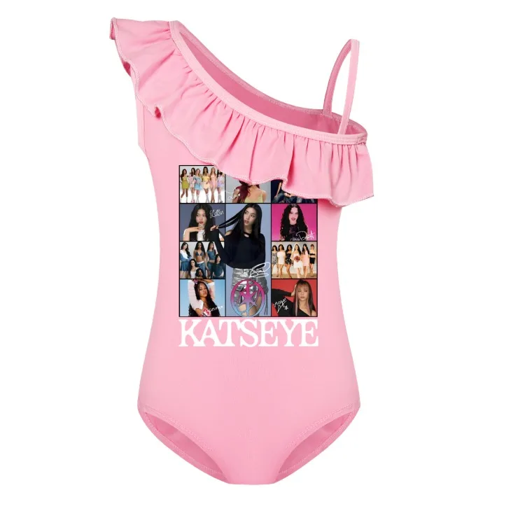 KATSEYE Swimwear Kids 2026 Summer Swimsuit Baby Girls – 2-in-1 One-Piece Bodysuit for Children Holiday Beachwear Bathing Suit
