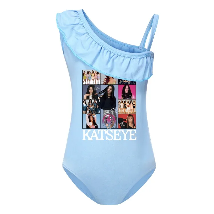 KATSEYE Swimwear Kids 2026 Summer Swimsuit Baby Girls – 2-in-1 One-Piece Bodysuit for Children Holiday Beachwear Bathing Suit