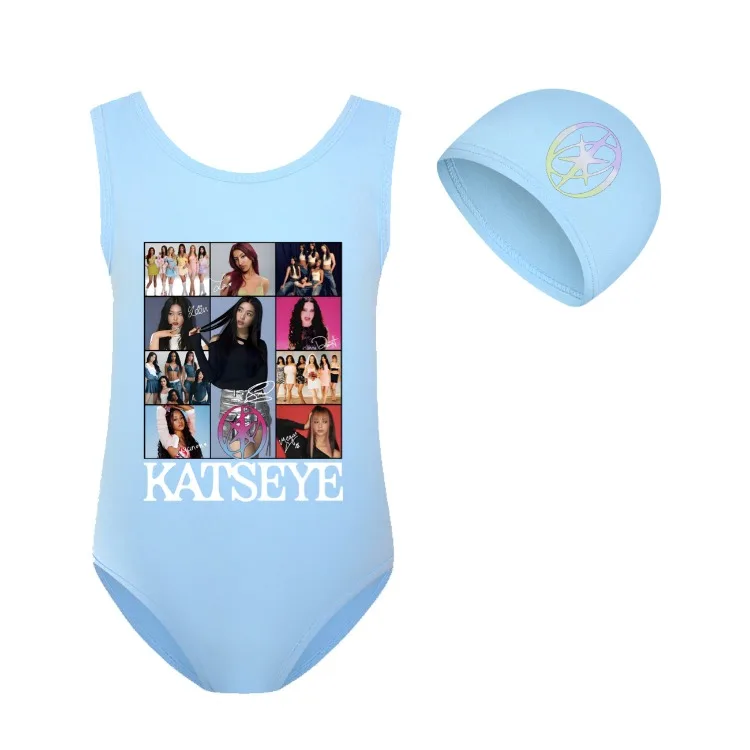 KATSEYE Swimwear Kids 2026 Summer Swimsuit Baby Girls – 2-in-1 One-Piece Bodysuit for Children Holiday Beachwear Bathing Suit