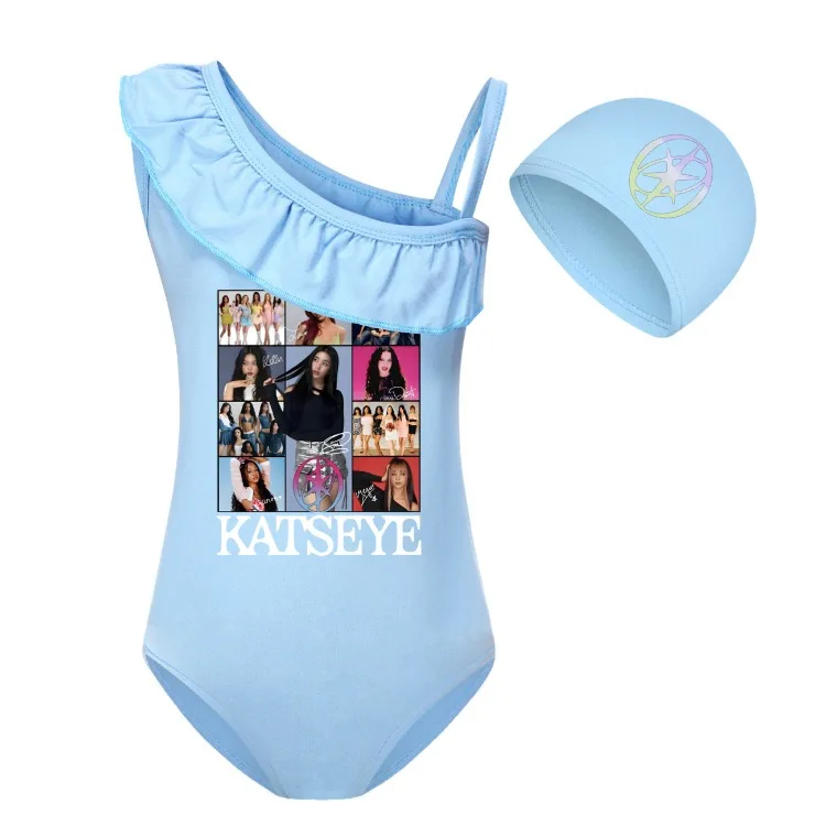 KATSEYE Swimwear Kids 2026 Summer Swimsuit Baby Girls – 2-in-1 One-Piece Bodysuit for Children Holiday Beachwear Bathing Suit