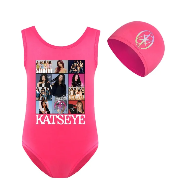 KATSEYE Swimwear Kids 2026 Summer Swimsuit Baby Girls – 2-in-1 One-Piece Bodysuit for Children Holiday Beachwear Bathing Suit