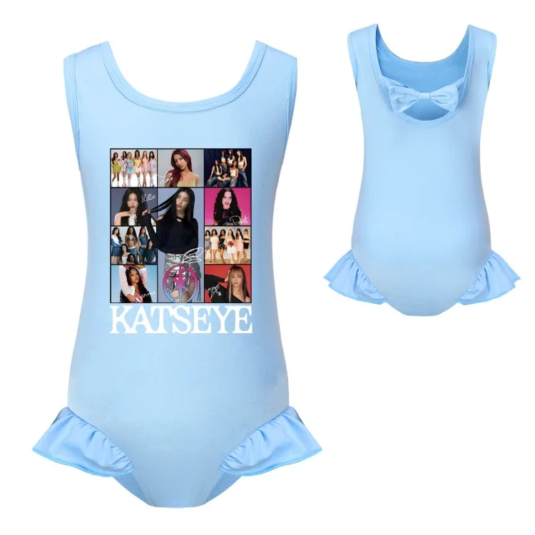 KATSEYE Swimwear Kids 2026 Summer Swimsuit Baby Girls – 2-in-1 One-Piece Bodysuit for Children Holiday Beachwear Bathing Suit