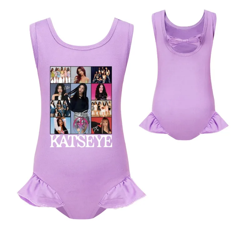 KATSEYE Swimwear Kids 2026 Summer Swimsuit Baby Girls – 2-in-1 One-Piece Bodysuit for Children Holiday Beachwear Bathing Suit