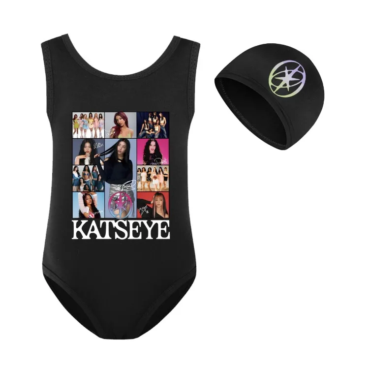 KATSEYE Swimwear Kids 2026 Summer Swimsuit Baby Girls – 2-in-1 One-Piece Bodysuit for Children Holiday Beachwear Bathing Suit