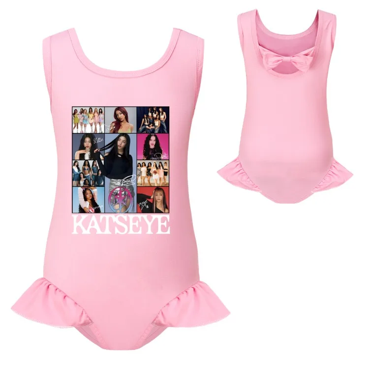 KATSEYE Swimwear Kids 2026 Summer Swimsuit Baby Girls – 2-in-1 One-Piece Bodysuit for Children Holiday Beachwear Bathing Suit
