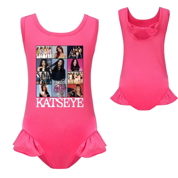 KATSEYE Swimwear Kids 2026 Summer Swimsuit Baby Girls – 2-in-1 One-Piece Bodysuit for Children Holiday Beachwear Bathing Suit
