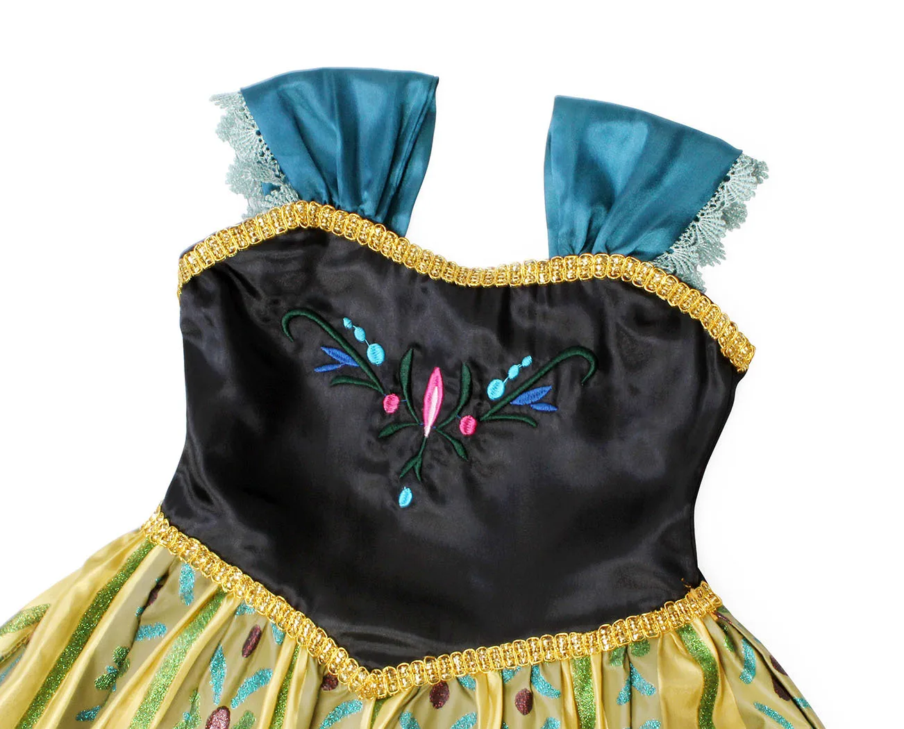 Anna Luxury Coronation Frock Snow Queen Princess Dress Girls Elsa Role Play Costume Birthday Halloween Christmas Party Ball Gown
