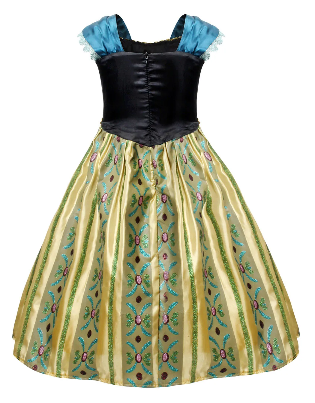 Anna Luxury Coronation Frock Snow Queen Princess Dress Girls Elsa Role Play Costume Birthday Halloween Christmas Party Ball Gown