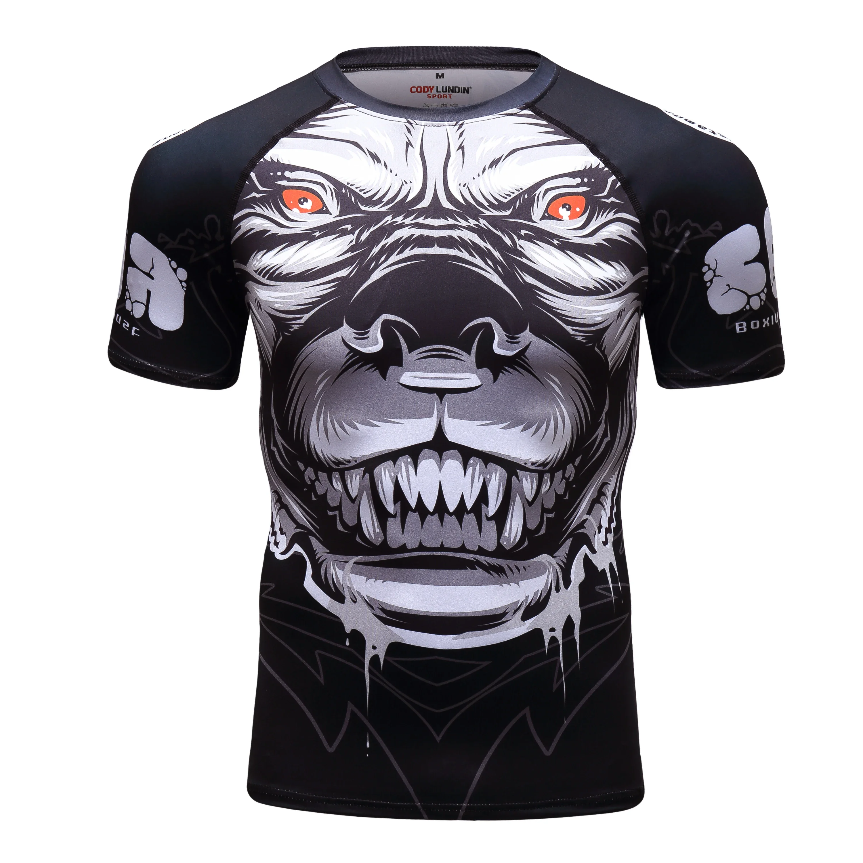 Men's Animal BJJ Rash Guard,No Gi Jiu Jitsu Compression Shirt MMA Training Rash Guard 3D Printed Sports Moisture-Wicking T-Shirt