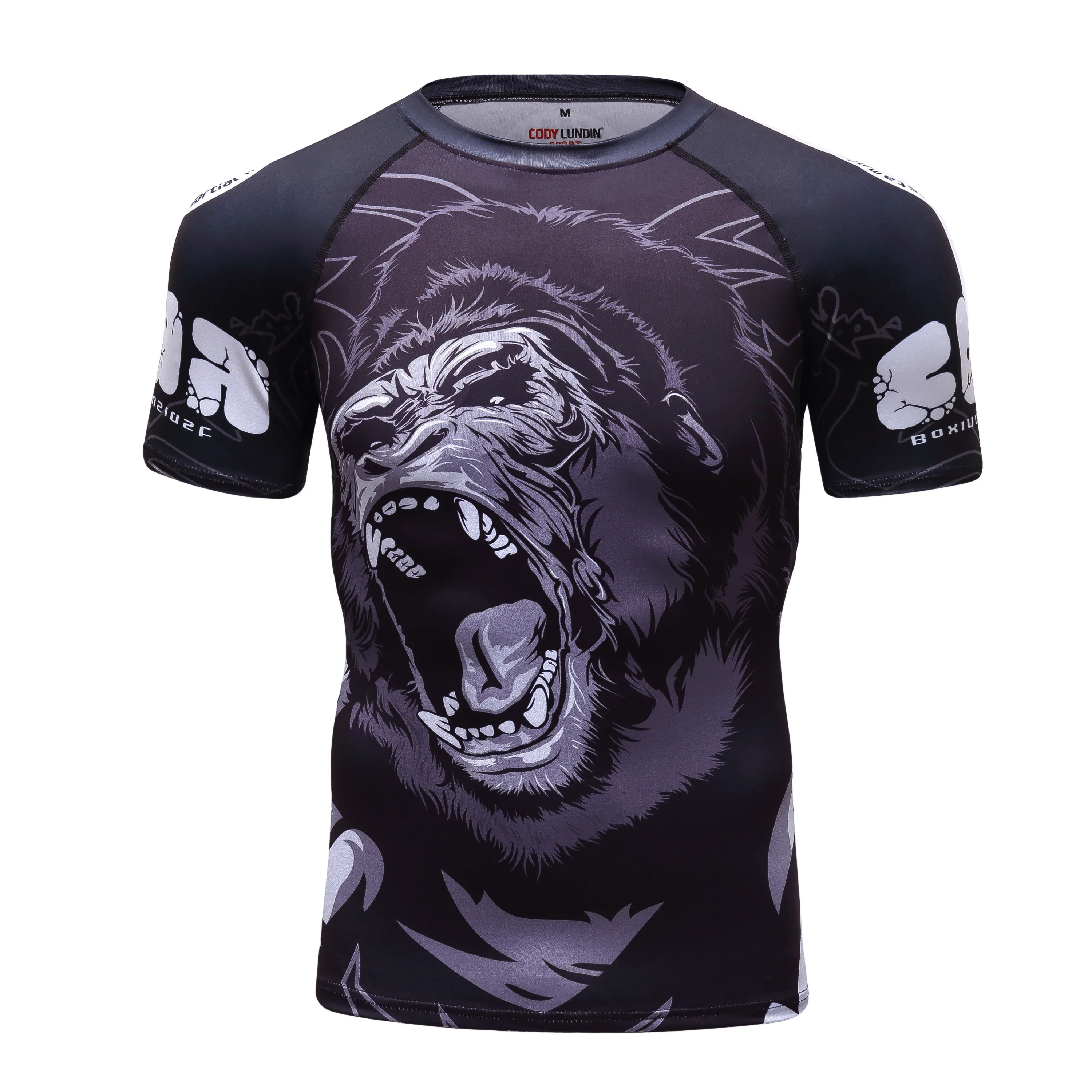 Men's Animal BJJ Rash Guard,No Gi Jiu Jitsu Compression Shirt MMA Training Rash Guard 3D Printed Sports Moisture-Wicking T-Shirt