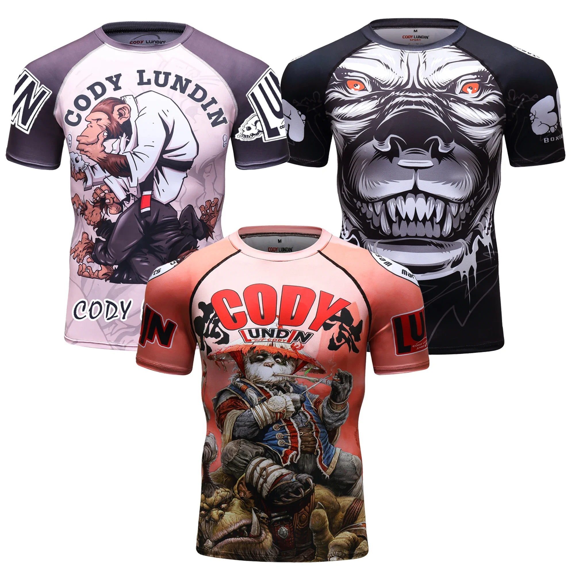 Men's Animal BJJ Rash Guard,No Gi Jiu Jitsu Compression Shirt MMA Training Rash Guard 3D Printed Sports Moisture-Wicking T-Shirt