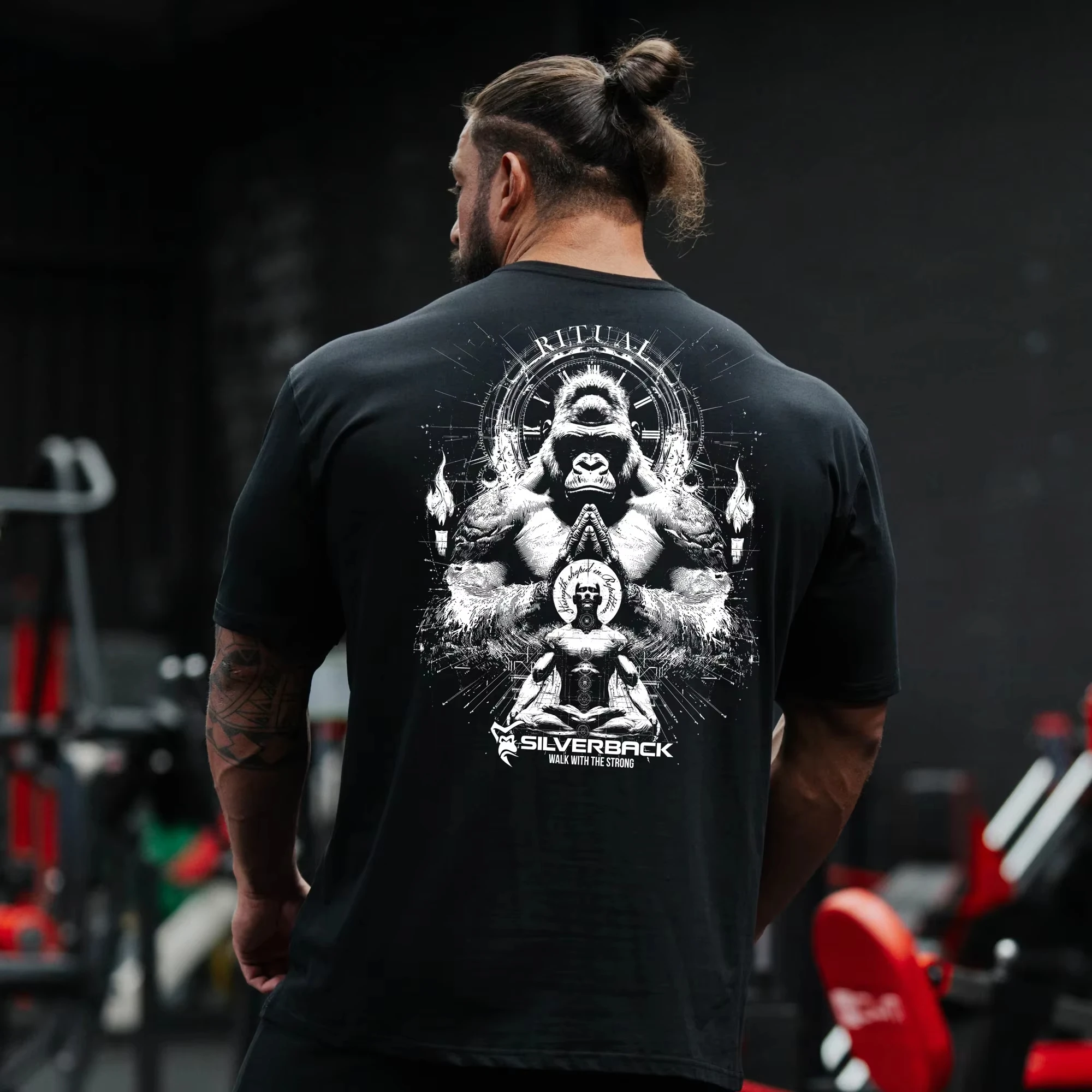 Silverback Gorilla Gym T-Shirt, All-Seeing Eye Spartan Graphic, Cotton Workout Streetwear For Men Bodybuilding Powerlifting