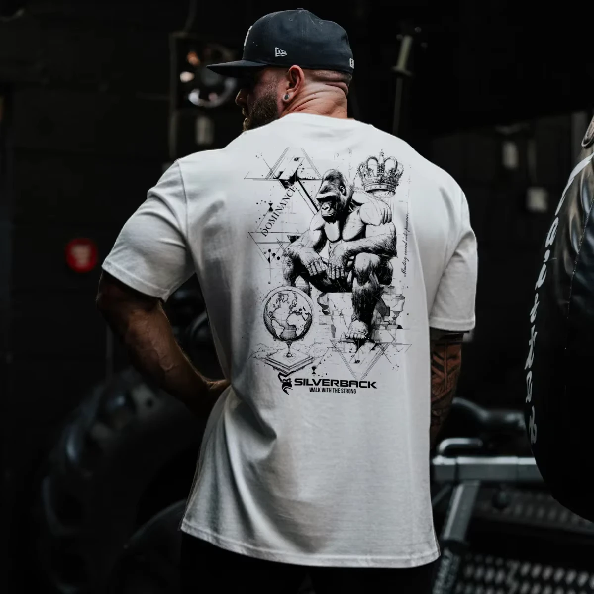 Silverback Gorilla Gym T-Shirt, All-Seeing Eye Spartan Graphic, Cotton Workout Streetwear For Men Bodybuilding Powerlifting