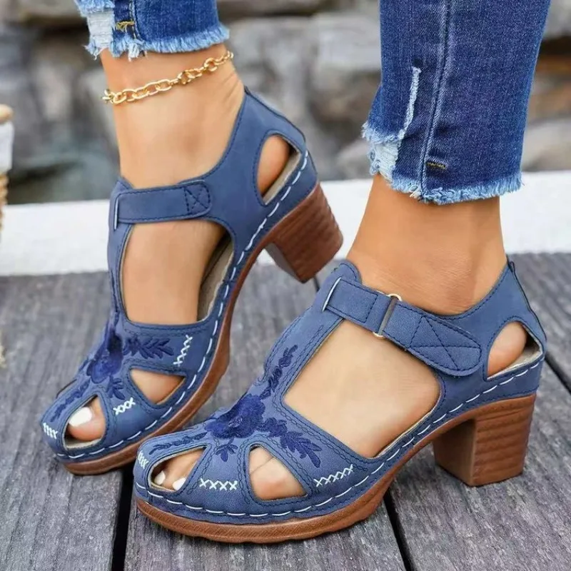 Dance Roman Sandals Women's 2026 Summer New Openwork Woven Wedge Heel Block Heel Platform Women's Shoes