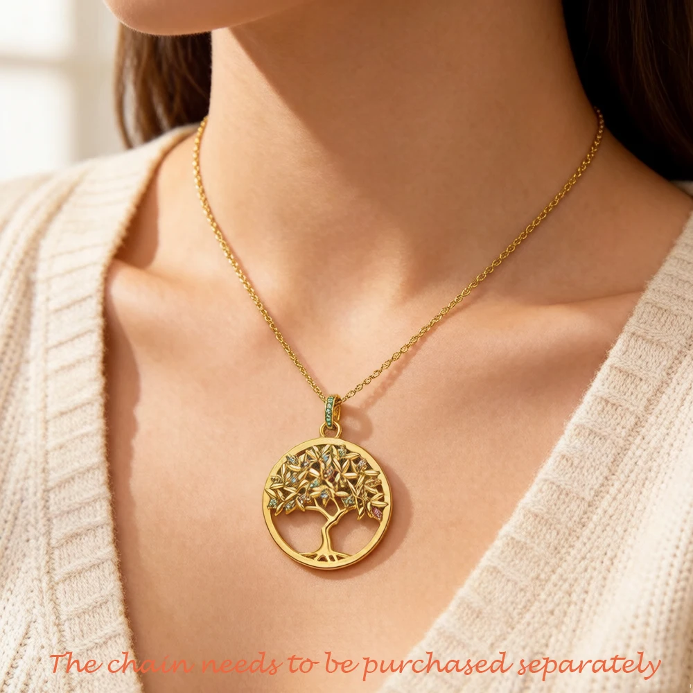 Pendant Colorful Golden Tree New 925 Sterling Silver Fine Jewelry Europe Romantic Accessories Gift For Woman