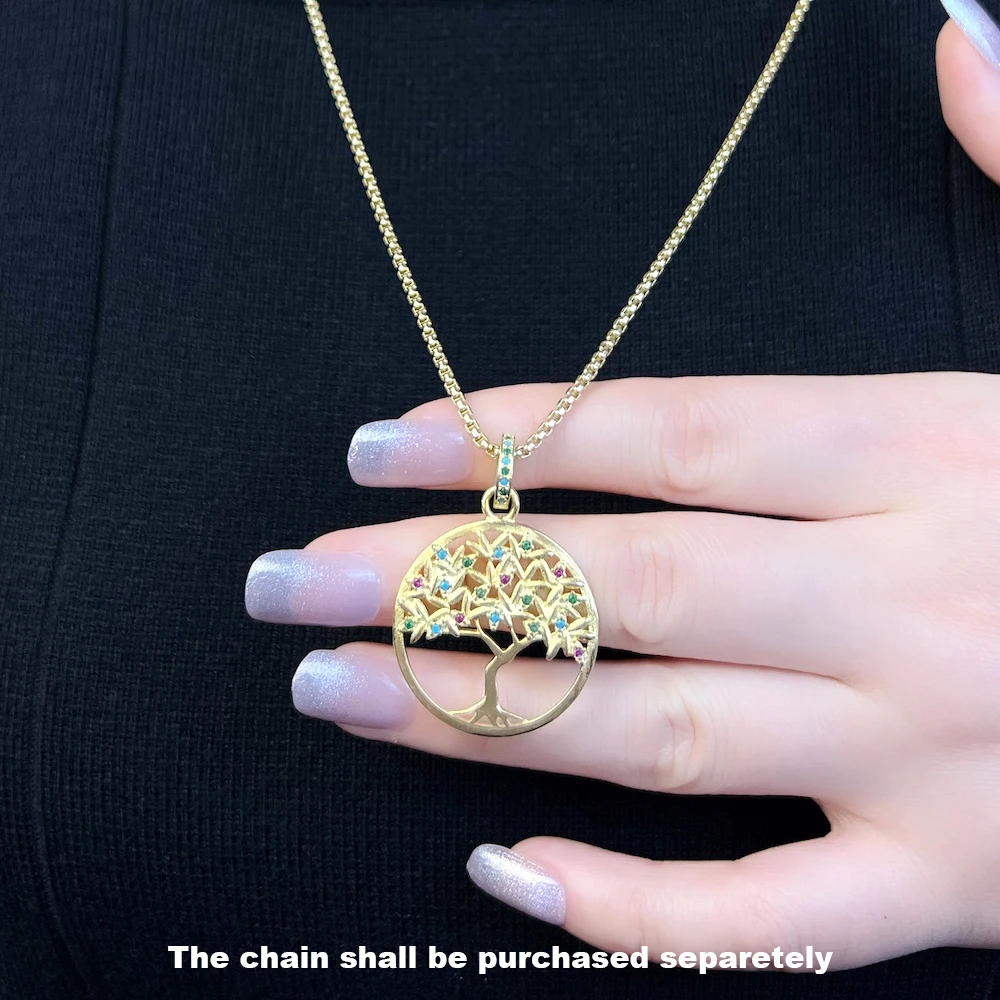 Pendant Colorful Golden Tree New 925 Sterling Silver Fine Jewelry Europe Romantic Accessories Gift For Woman