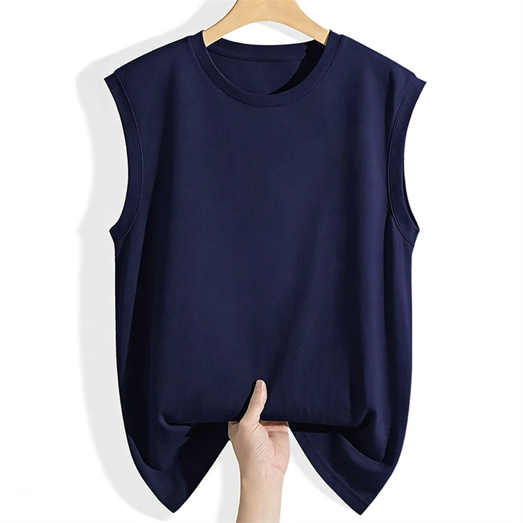 Women's Tank Top 2026 Summer Cotton O-Neck Sleeveless Vest Solid Color Ribbed Cuff Loose Casual Versatile Solid Color Camisole