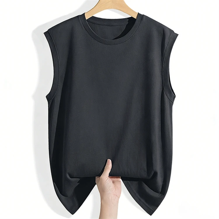 Women's Tank Top 2026 Summer Cotton O-Neck Sleeveless Vest Solid Color Ribbed Cuff Loose Casual Versatile Solid Color Camisole