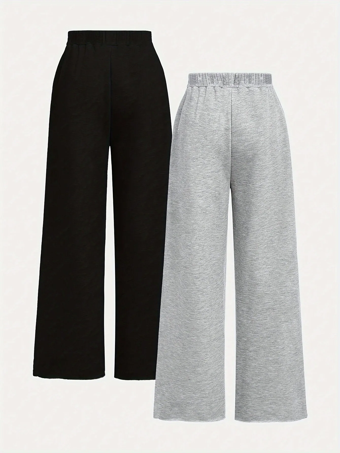Kids Girls 2 Pack "Los Angeles" Letter Print Elastic Waist Wide Leg Sweatpants Casual Daily School Wear Pants